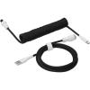 Drop Black and White Coiled Keyboard Cable – Aviator Connector – Black(White-on-Black)