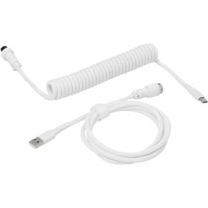 Drop Black and White Coiled Keyboard Cable – Aviator Connector – Black(White)